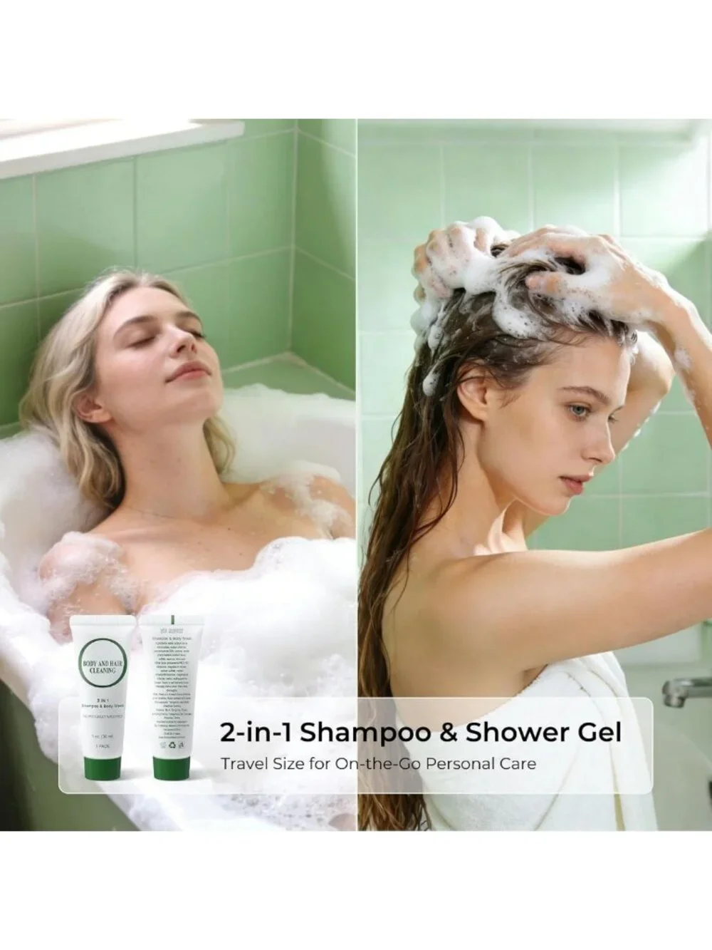 Travel Size 2-in-1 Shampoo & Body Wash Mini Toiletries for Hotel & Travel, 30